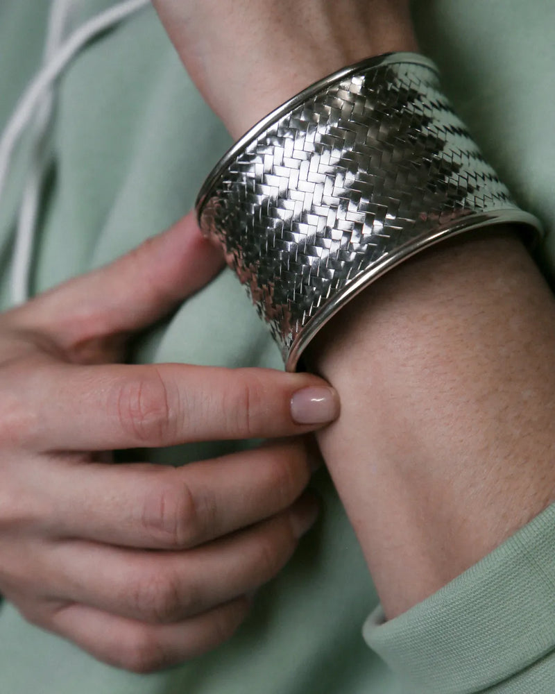 Silver braided bracelet small