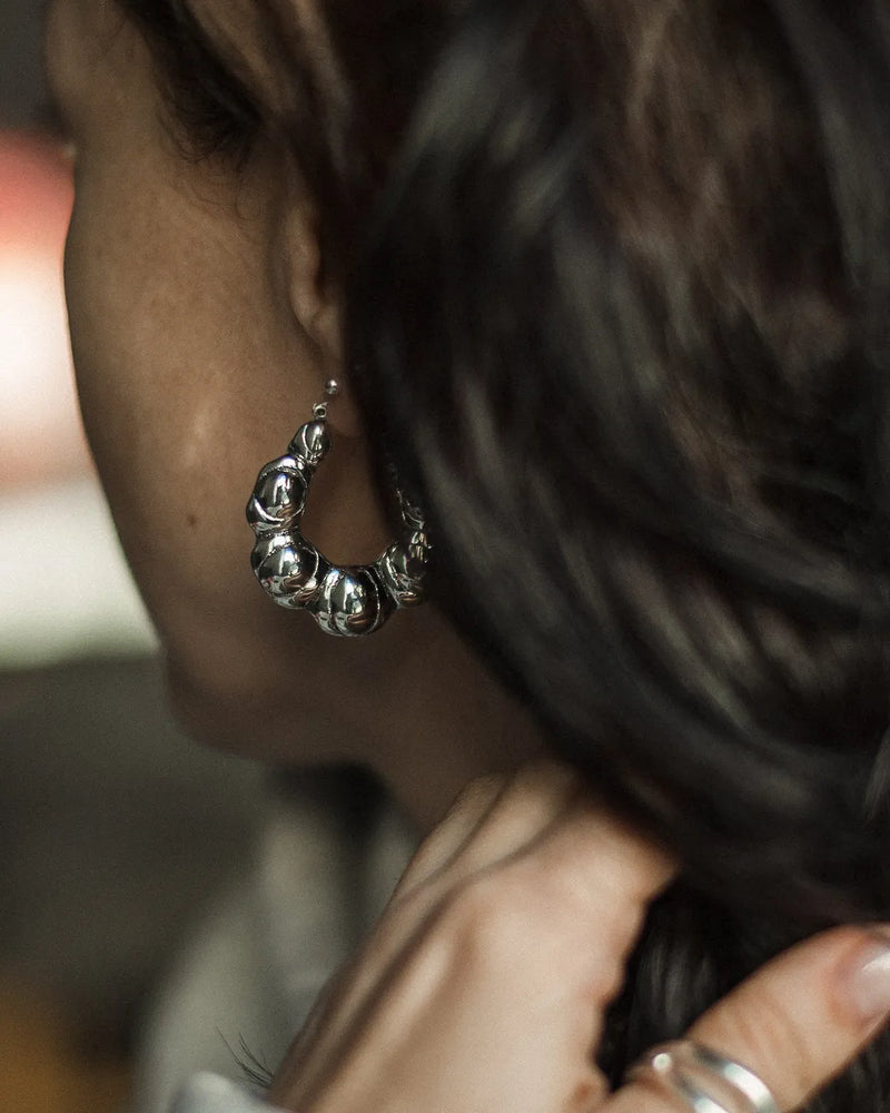 Silver earrings "croissant"