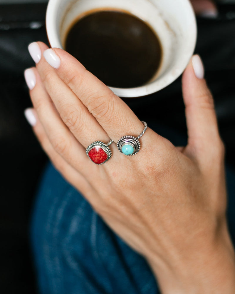 A ring with a rectangular coral - jewerly-store-s