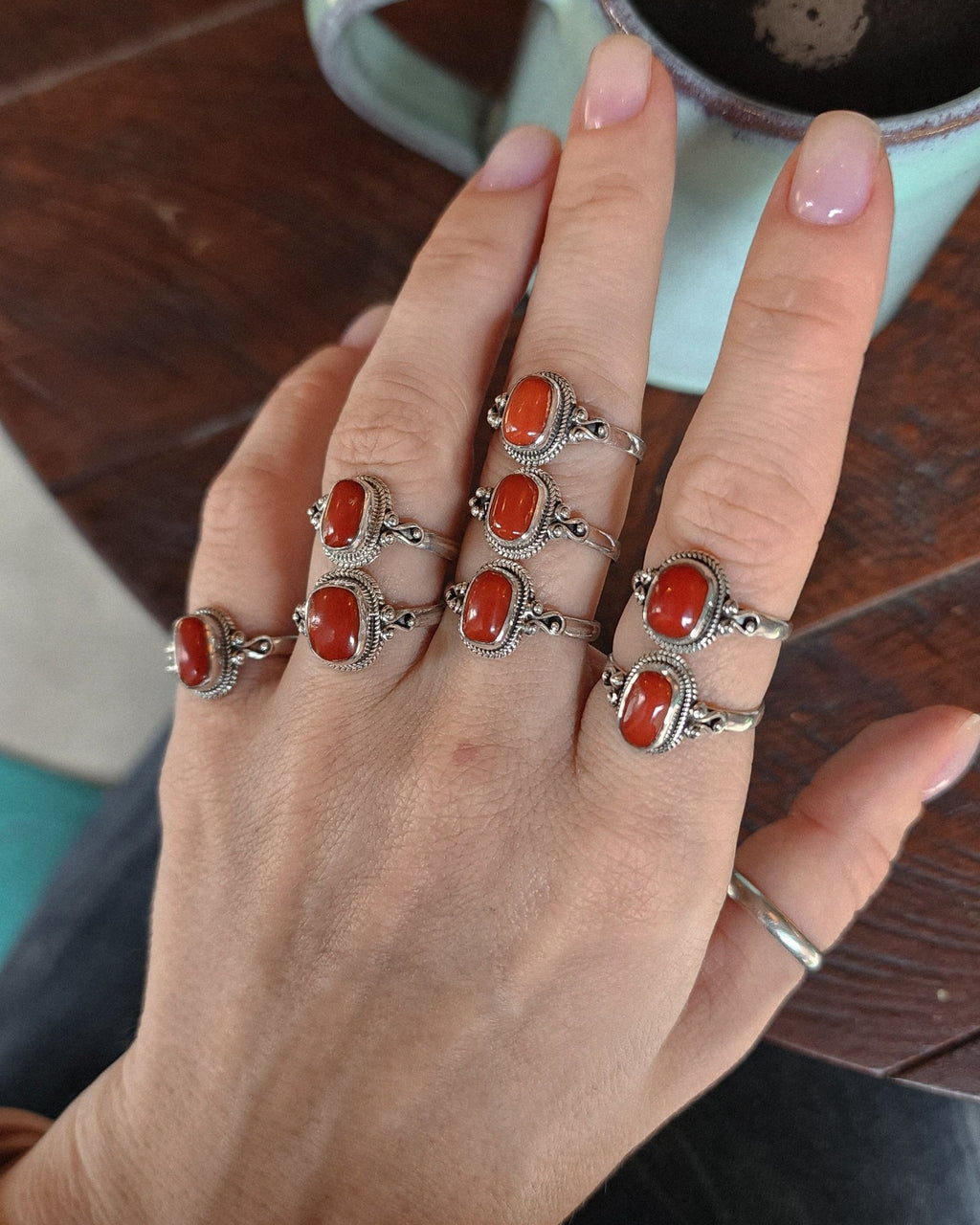 Silver ring with coral - jewerly-store-s