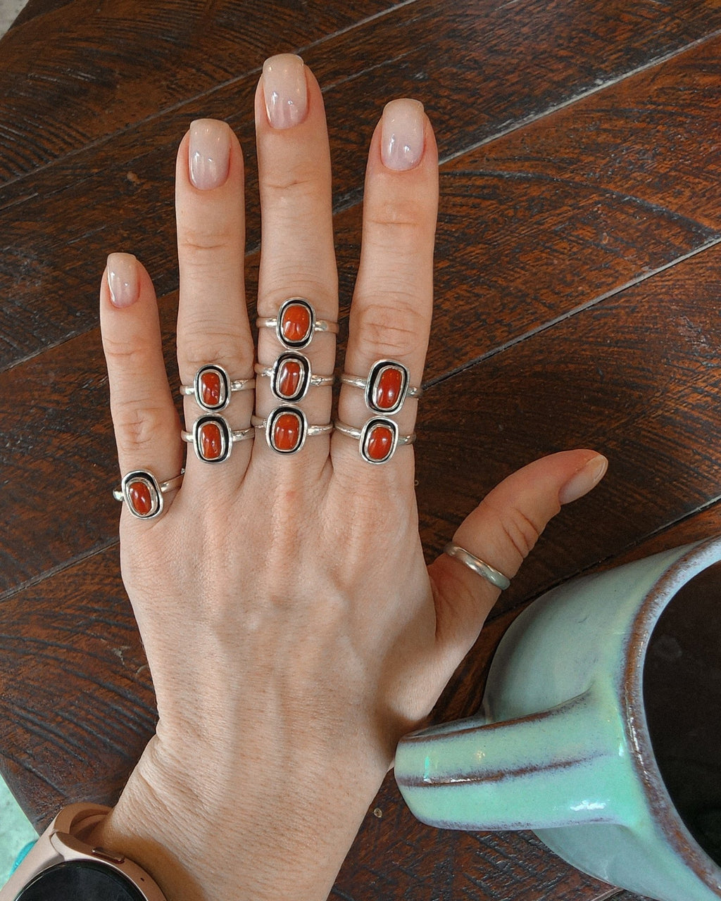 Silver ring with coral - jewerly-store-s