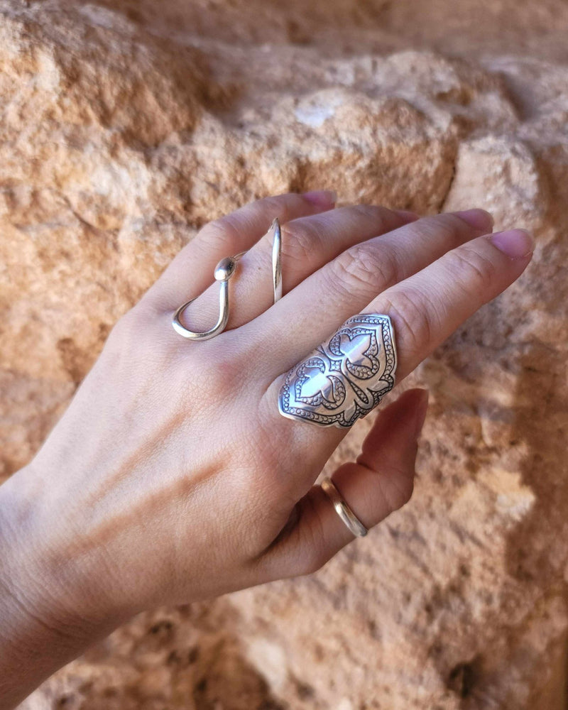 Silver ring with engraving cotton flower - jewerly-store-s